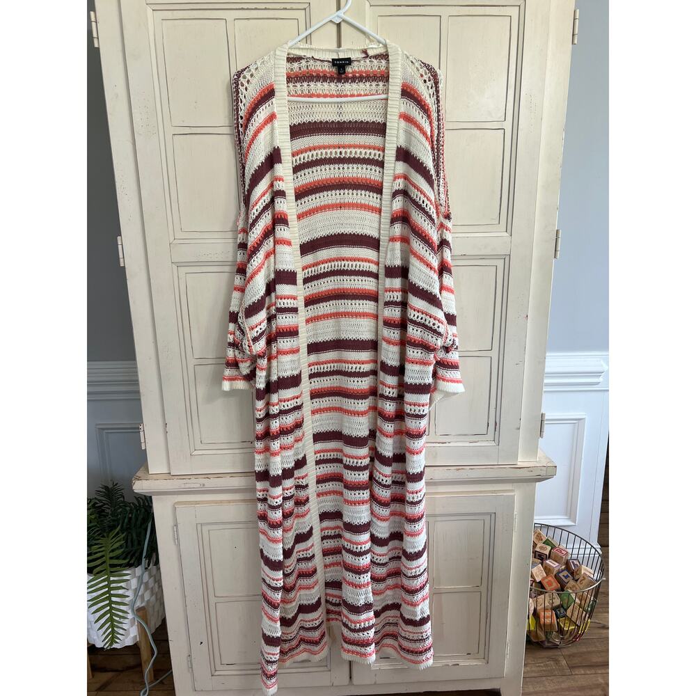 Torrid size 5 5X long crocheted sister sweater cardigan